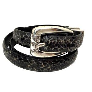Brighton Classics Women's Belt Sz ML 32 Black Snakeskin Embossed Leather Western